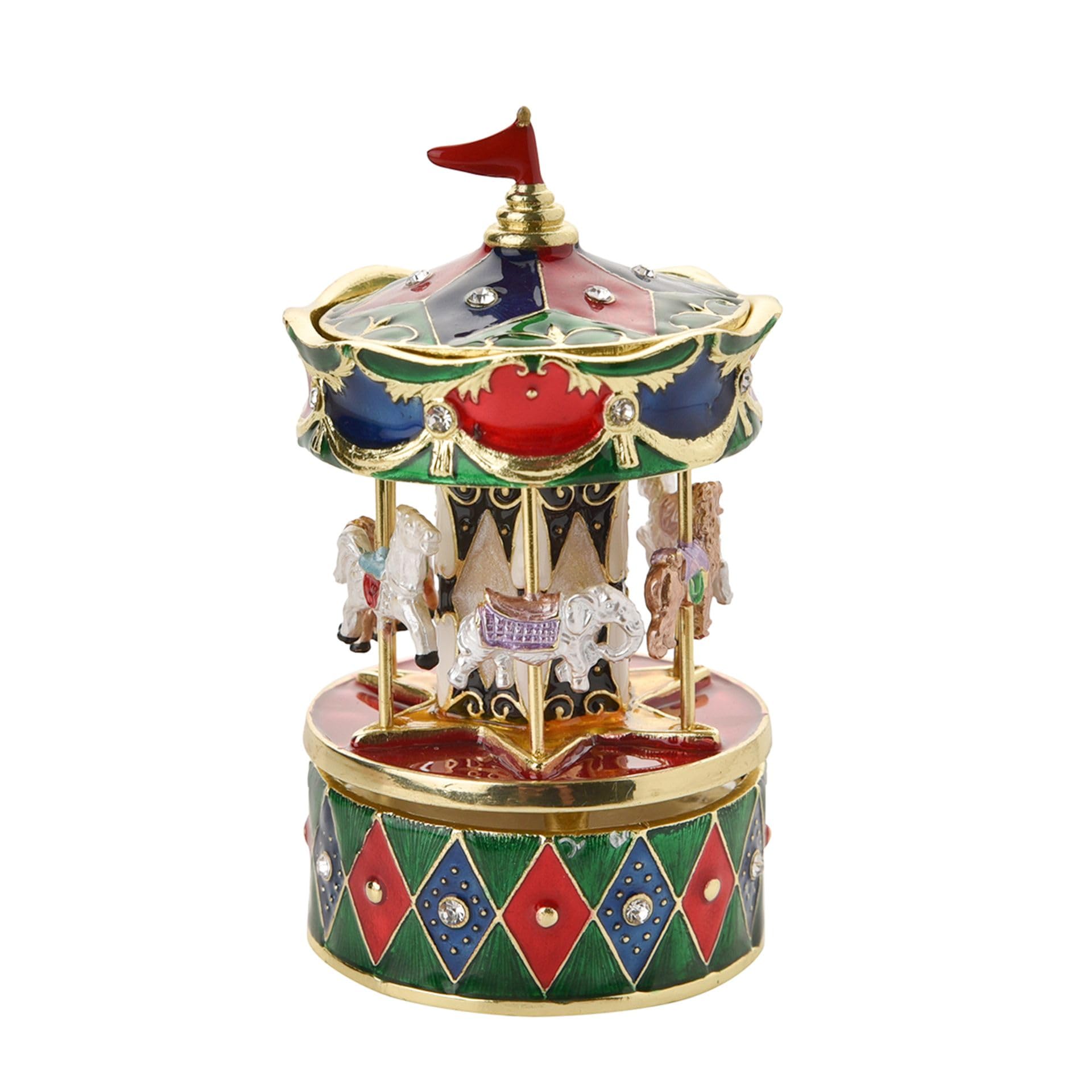 Widdop and CoWiddop Stratton Musical Trinket Box by Treasured Trinkets - Musical Carousel Design - Jewellery Storage Organiser Ornament - Gift for Mum Her Mother's Day Birthday Loved One Present