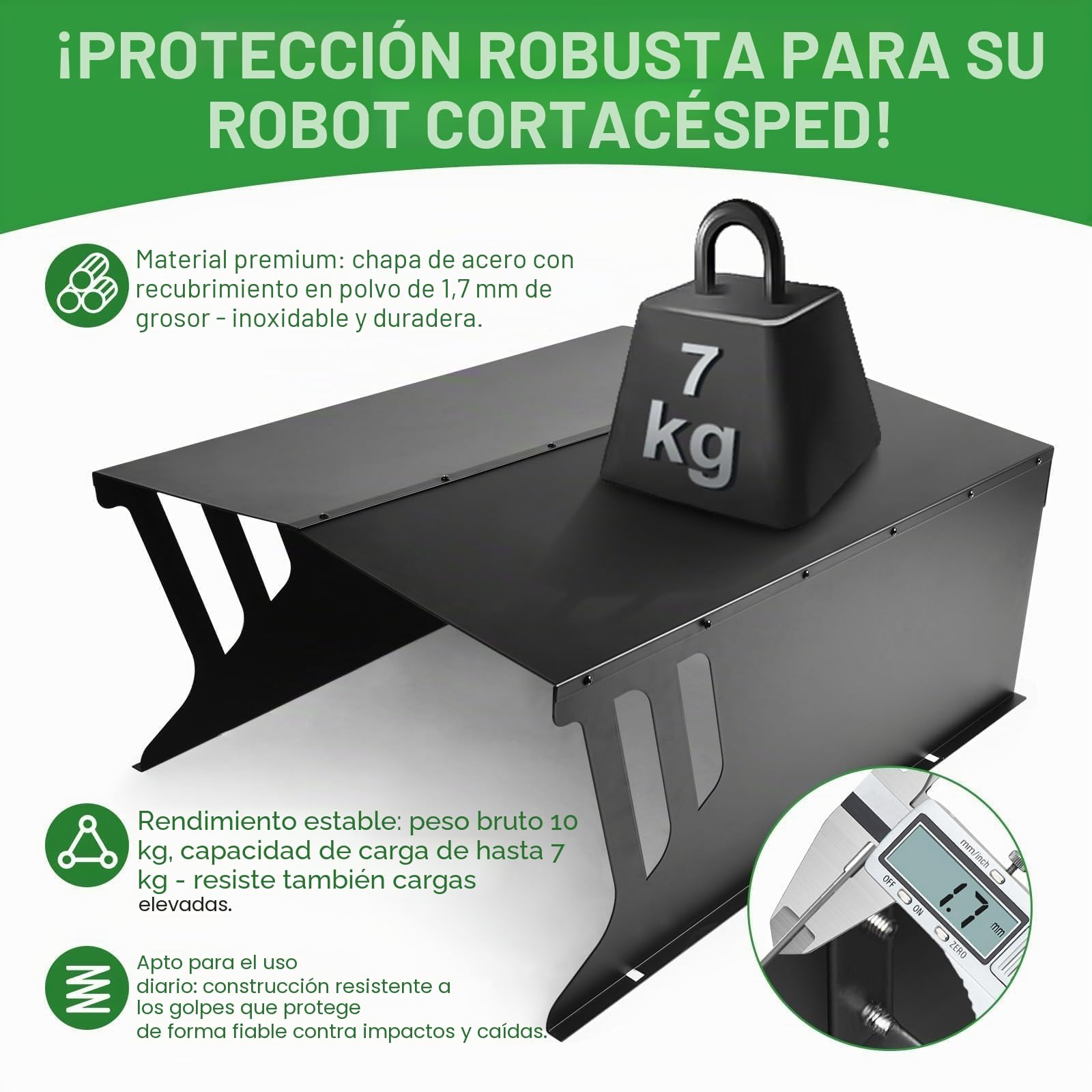 Garaje para robot cortacésped de acero galvanizado, para jardín, protección contra el sol, lluvia y viento, 78 x 61 x 31 cm (largo x ancho x alto) cm