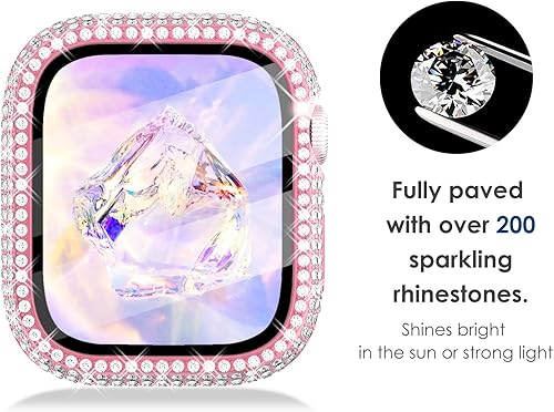 Miniatura 2 de KADES Paquete de 3 carcasas brillantes compatibles con Apple Watch de 1.575 pulgadas, diseño de diamante completo con protector de pantalla