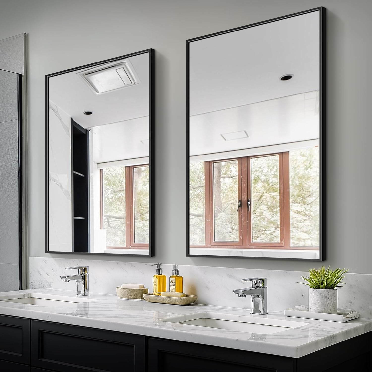 Bathroom Vanity Mirror for Wall 2 Pack 36 x 24 Metal Framed Rectangular Bathroom Wall Mirror for Over