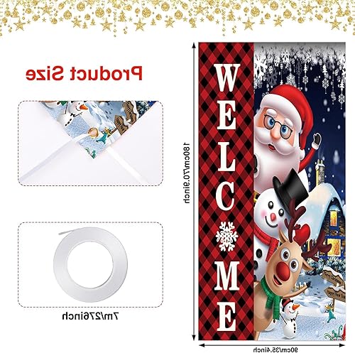 Miniatura 6 de Decoración de cubierta de puerta de Navidad, muñeco de nieve de Navidad, Papá Noel, copo de nieve, cubierta de puerta de Feliz Navidad, telón de