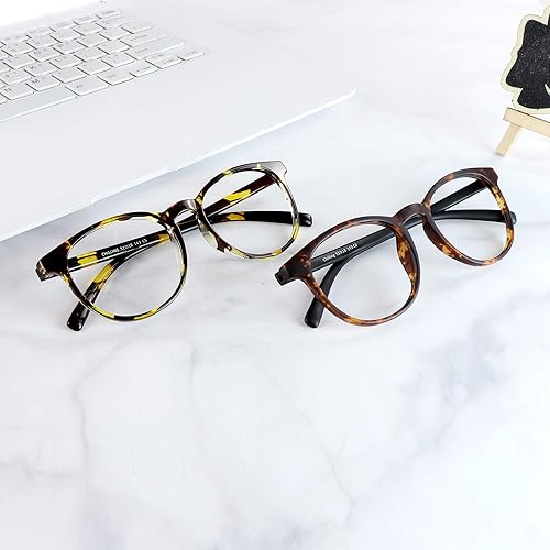 Miniatura 7 de Lentes de bloqueo de luz azul, 2 pares de anteojos de computadora para antifatiga visual, elegante marco ovalado, antirreflejos