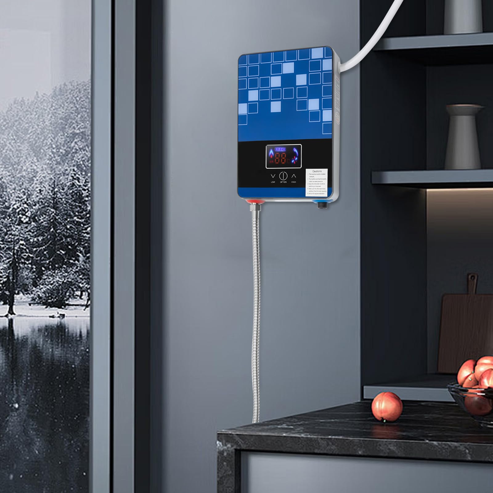 Riscaldatore istantaneo elettrico digitale senza serbatoio doccia acqua calda, adatto per bagni, parrucchieri, hotel, saloni di bellezza, scuole, ospedali (blu)