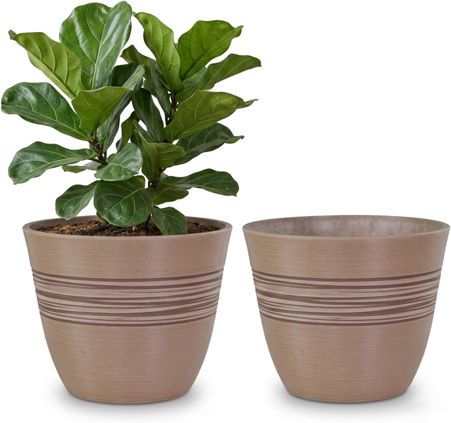 GreenShip 12 Inch Large Planters for Indoor & Outdoor Plants Set of 2, Decorative Plant Pots with Drainage Hole, Modern Flower Pots,Weather Resistant Garden Pots for Home Patio Balcony