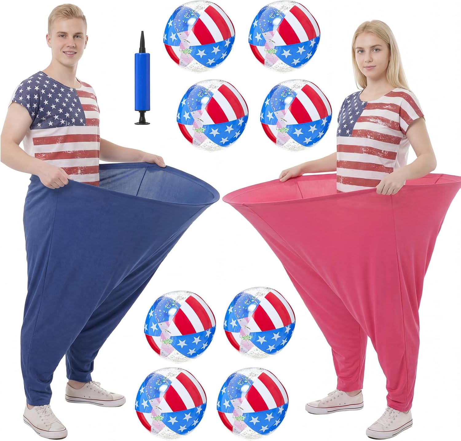 Shappy 11 Pcs Granny Pants Outdoor Game for Adults Set 2 Oversized Pants with 8 Star Bouncy Balls & 1 Air Pump Giant Outdoor Yard Game for Family Reunion Party Groups