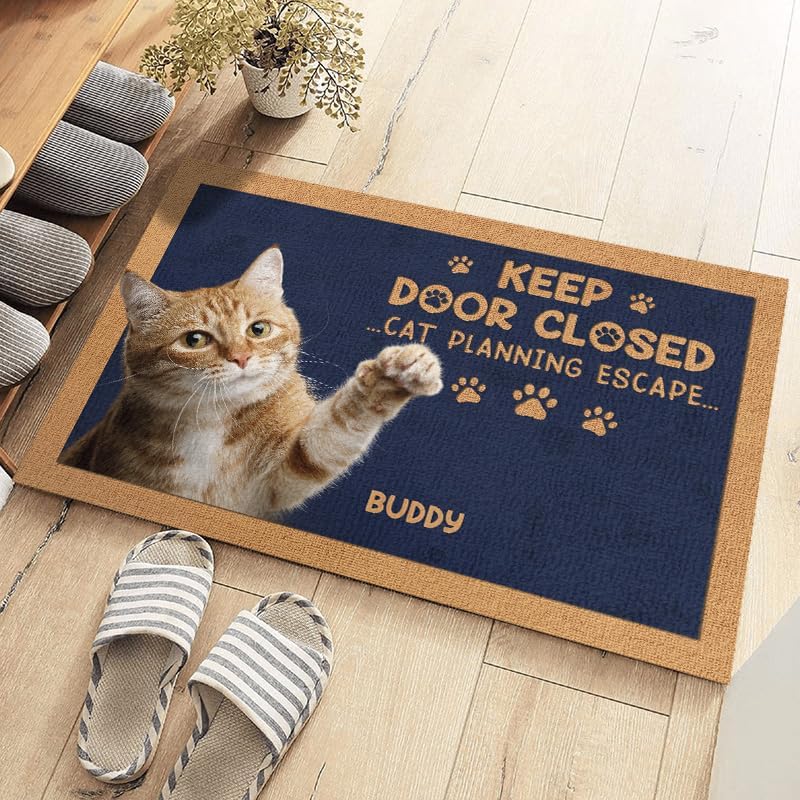 Miniatura 4 de Pawfect House Don't Let The Cat Out No Matter What He Tells You - Felpudo personalizado para entrada interior con foto, regalos de cumpleaños para