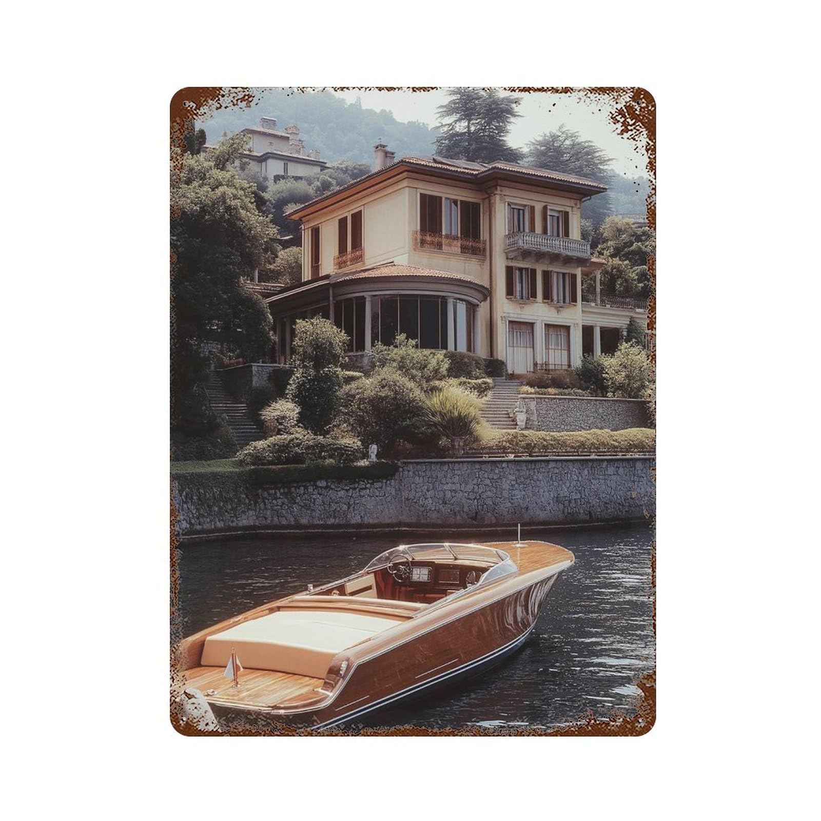 xiaoxiaoshen Boat Poster, Photography Prints3 Wall Decor Art Metal Tin Poster Modern Home Decor Art Home Bar Shop Decorations Vintage Sign 40x30cm