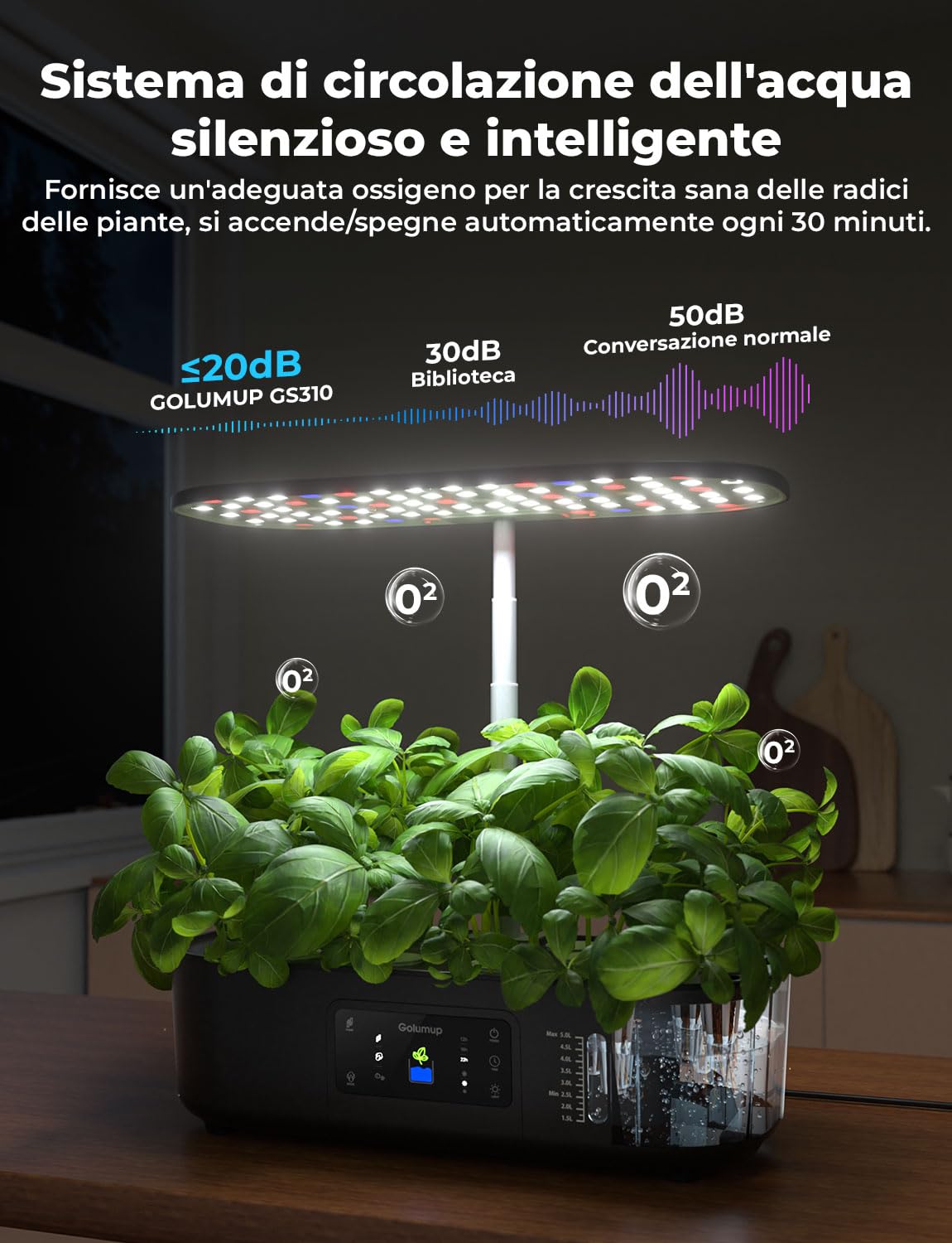Hydroponiczna szklarnia, 13 strąków, światło LED, automatyczny timer | Inteligentny ogród podwójny tryb, pełne spektrum wzrostu światła, regulacja wysokości, cicha pompa, zbiornik 5 l, czarny
