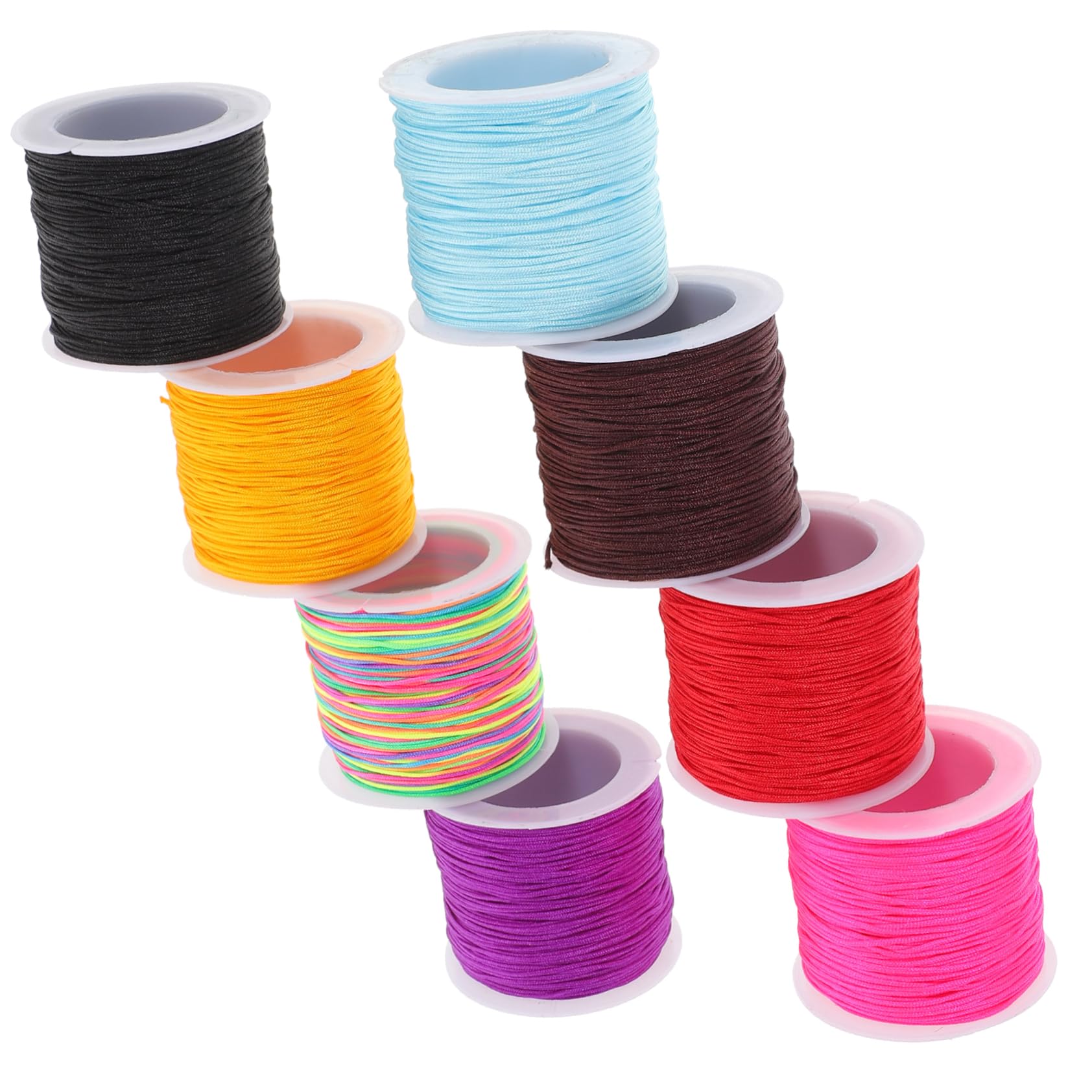 Cuerda Trenzada Hilo De Ganchillo para Tejer Hilo De Tejer De Colores Hilo De Bordar DIY Manualidades Cuerda Hilo De Frivolité Hilo para Tejer Nylon 8 Rollos*4