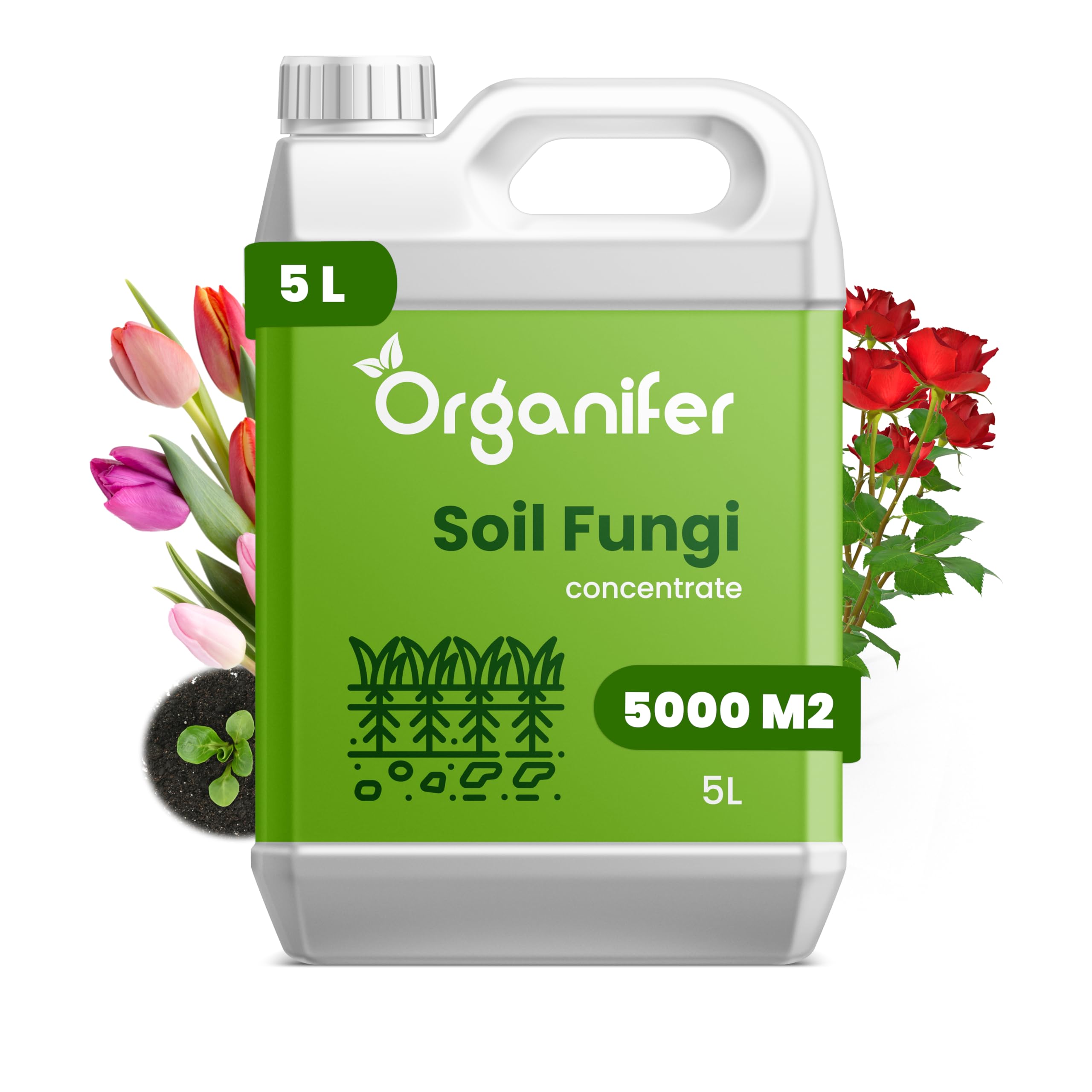 Concentrado Para Suelo - 5L = 500m2 | Hongos Del Suelo - Concentrado Para Plantas Sanas - Cuidado Del Jardín - Fertilizante Líquido - Organifer