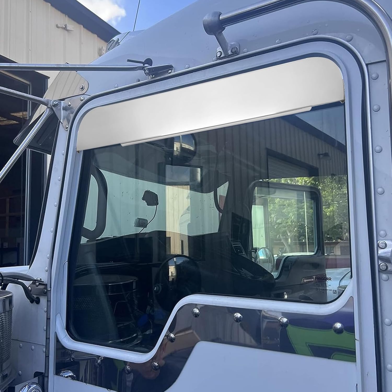 5" Chop Top Door Trim (Silvery Stainless Steel) Compatible with Kenworth T600/T660/T800/W900 - Drop Windows Set, Fits Daylight & Non-Daylight Doors