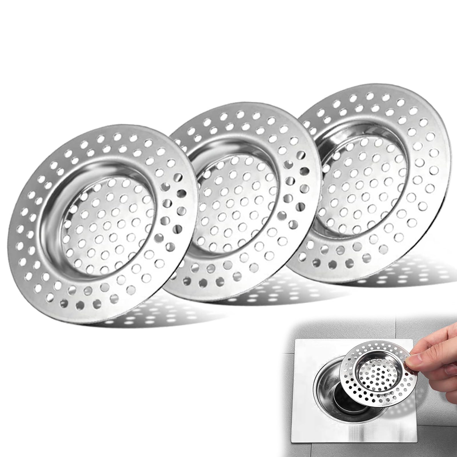MAEXUS 2 Filtri Di Scarico In Acciaio Inox 304 Per Lavello, Doccia, Vasca, 11 X 8 X 2,3 Cm, Antibatterici - 2
