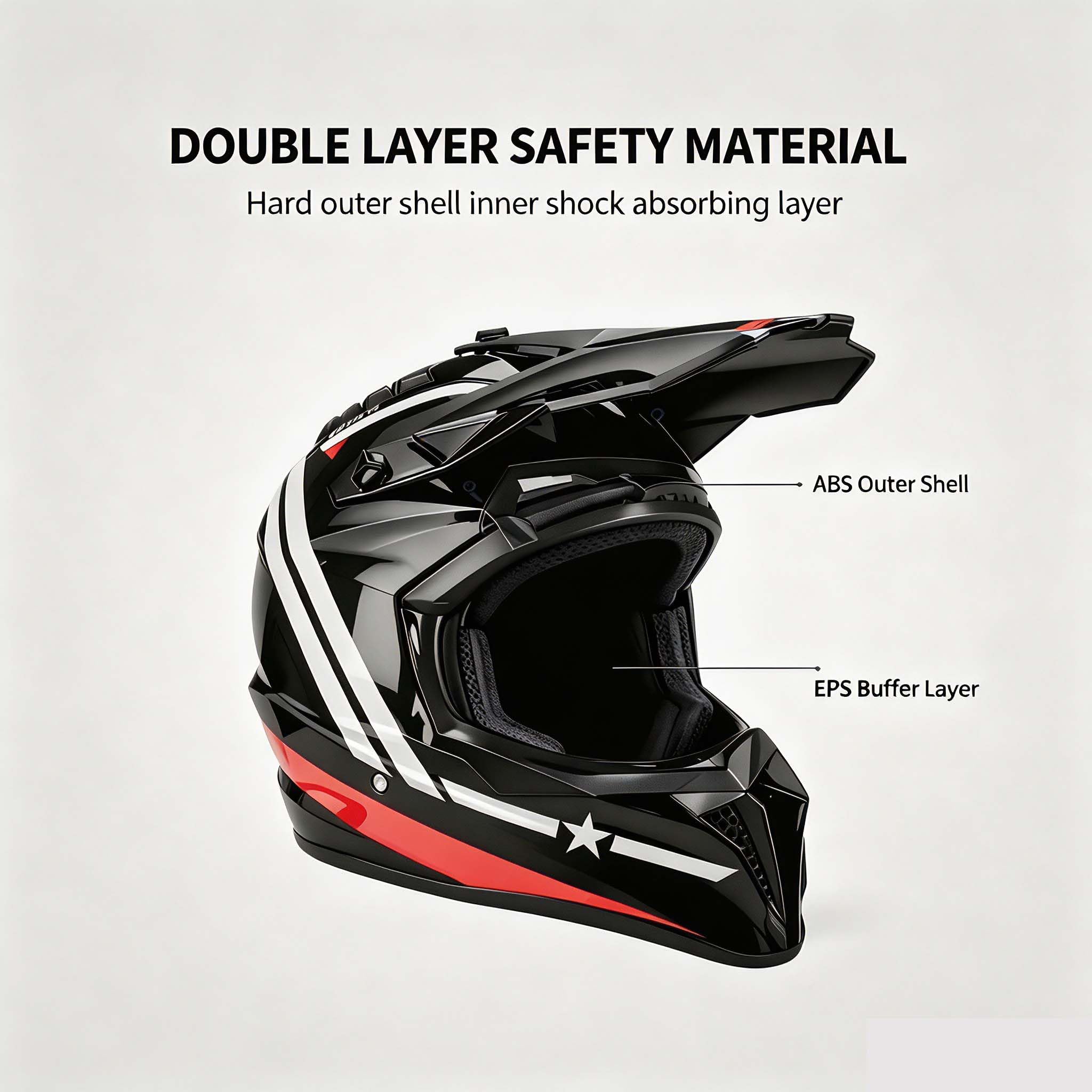Casque Moto Cross Adulte, Casque Motocross avec Lunettes, Gants et Masque | Deux doublures interchangeables de tailles différentes, intérieur amovible et lavable, ventilation multicanale, boucle rapide