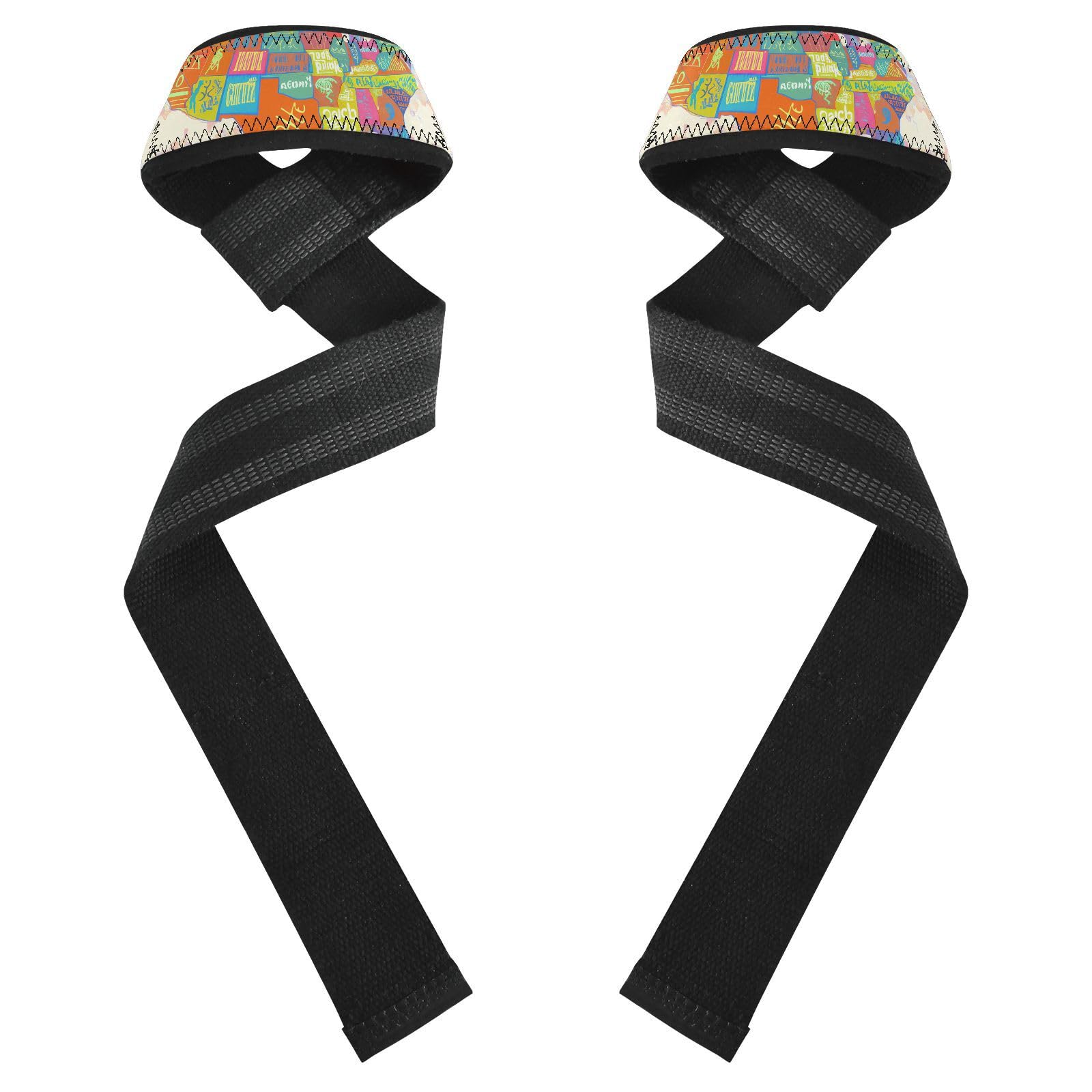 STAYTOP Color World Map Wrist Straps for Weightlifting,Lifting Straps with Neoprene Cushioned Wrist Padded and Anti-Skid Silicone for Strength Training,Bodybuilding,Deadlifting