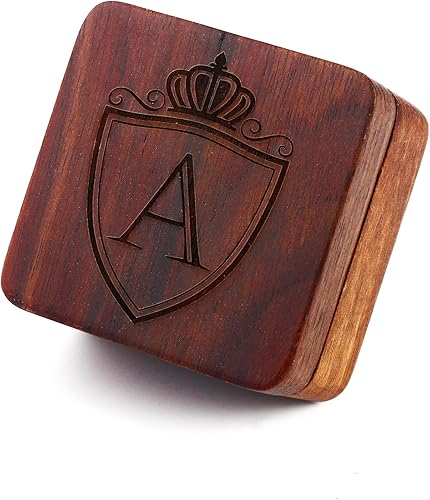 Miniatura 4 de Mens Initial Silver Cufflinks A-Z Alphabet Letter Steel Cuff Links with Engraved Walnut Wood Box Groom Groomsman Wedding Set