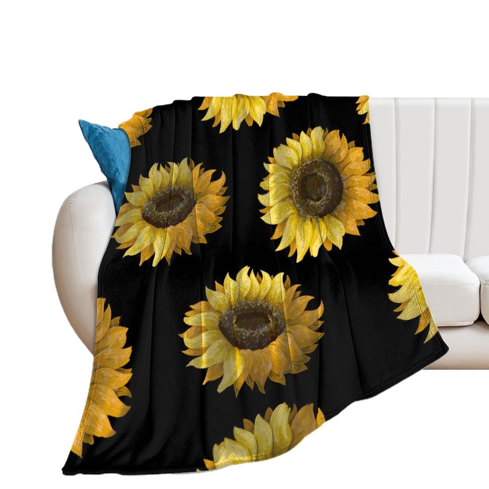 Plaid Lit Tournesol Couverture Polaire Jaune pour Soirée Cocooning