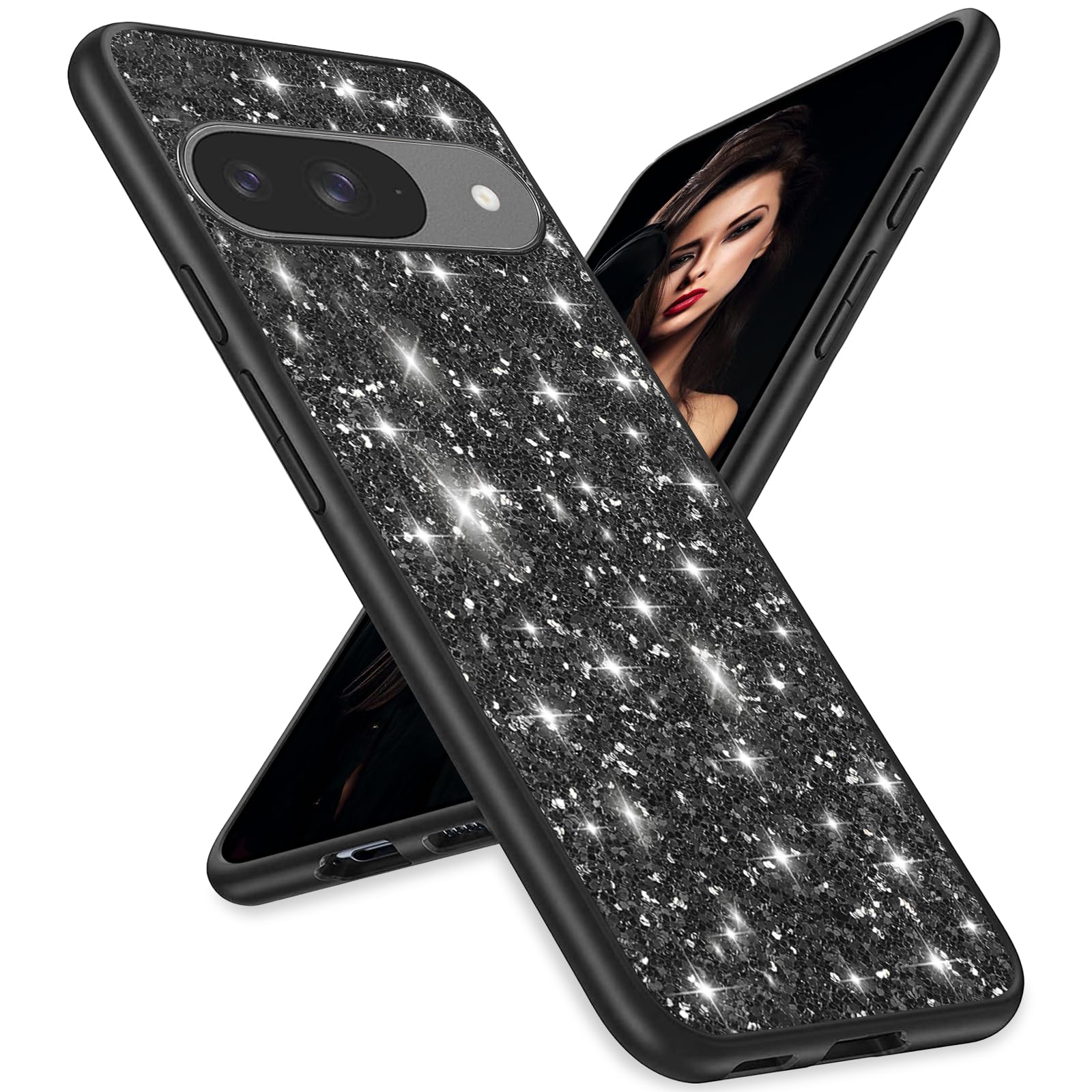 for Google Pixel 9/9 Pro Case Glitter Slim Sparkle Diamond TPU Bumper Full Body Shockproof Protection for Pixel 9/9 Pro Phone Case Women Girls Soft