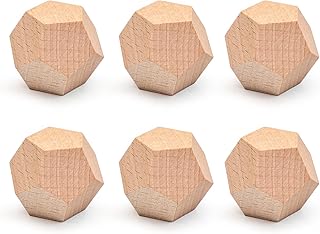 Unfinished Wood Crafts Dice, 6 Pack DIY Wooden Dices 12 Sided Blank Wood Dices, Create Your Own Game Dices for DIY Projects, Play Games - 1.2 Inch