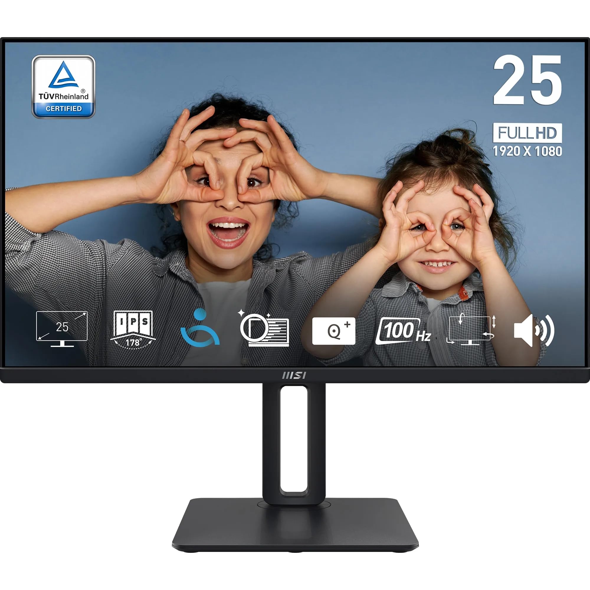 MSI PRO MP251P Monitor FHD 24,5" - IPS (1920 x 1080), 100 Hz, schermo Eye-Friendly, altoparlante integrato, 4 posizioni, HDMI 1.4b, D-Sub (VGA)