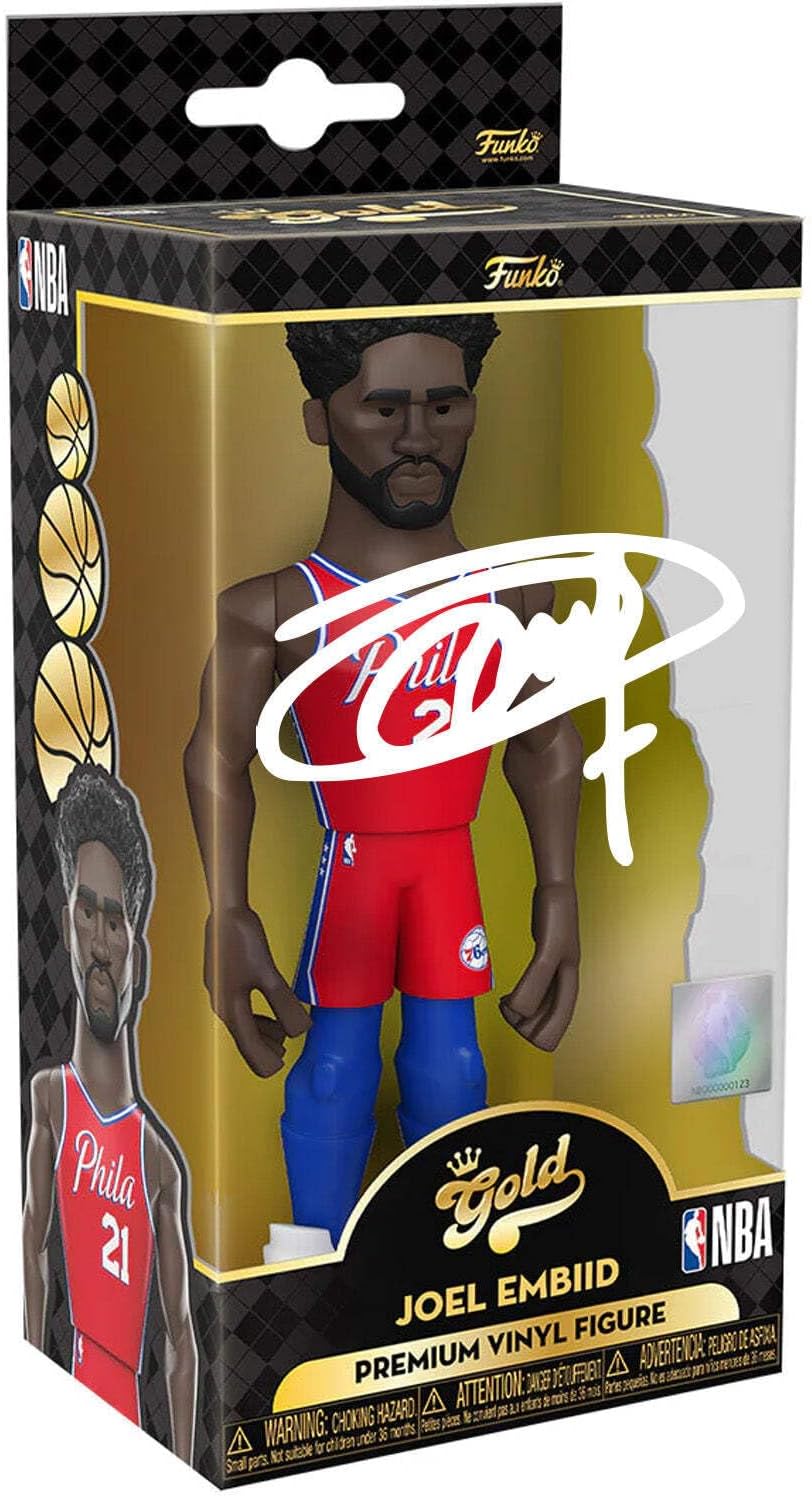 Joel Embiid Gold 5 Inch Facsimile Signed Reprint Laser Autographed Funko POP! Basketball NBA: Philadelphia 76ers Sixers Figurine