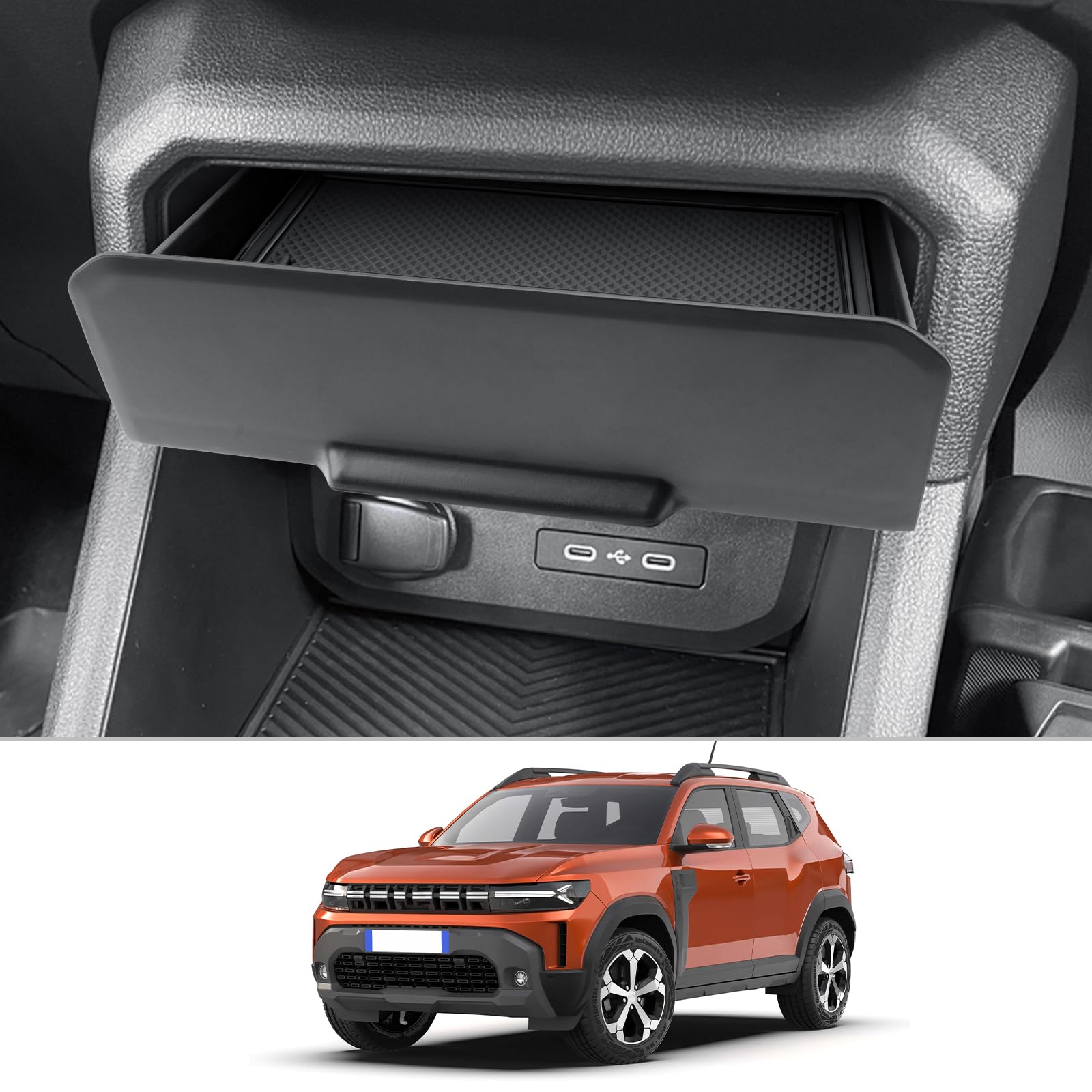 CDEFG Kompatybilny z Dacia Duster 3 2024 2025/ Bigster Środkowa konsola Organizer szufladowy Ukryta skrzynka na przechowywanie Taca Półki Duster III 2024 2025 Akcesoria