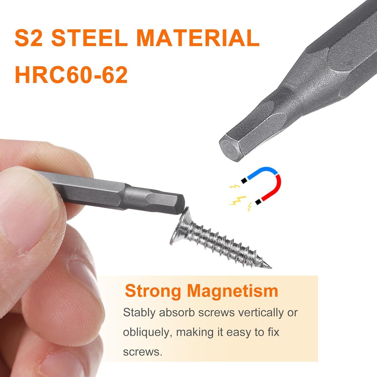 HARFINGTON 3pcs H2.0 Hex Screwdriver Bit 5/32" Hex Shank 28mm Length S2 Steel Magnetic Hexagon Head Screw Driver Bits for Precision Repair