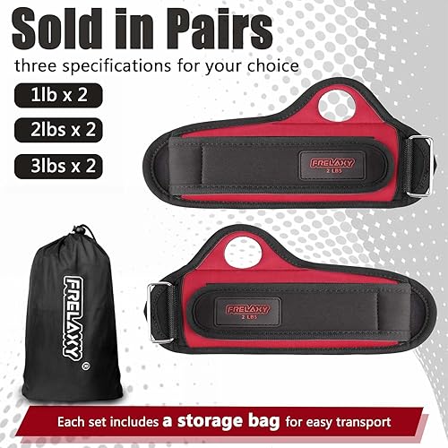 Miniatura 6 de Frelaxy Pesas de muñeca con trabillas para el pulgar para hombres y mujeres, 1 libra, 2, 2 libras, 2 libras, 3 libras, 2 pesas de tobillo, guantes