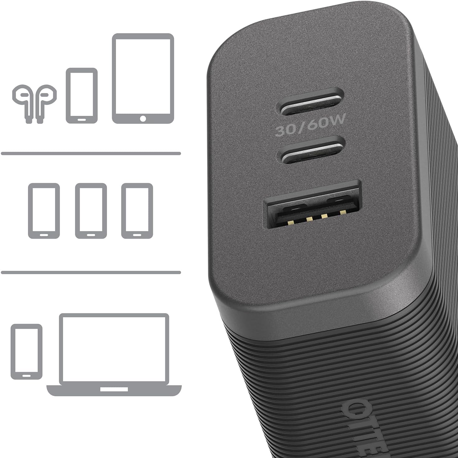 OtterBox Premium Pro Fast Charge USB-C Wall Charger, 72W - Nightshade (Black)