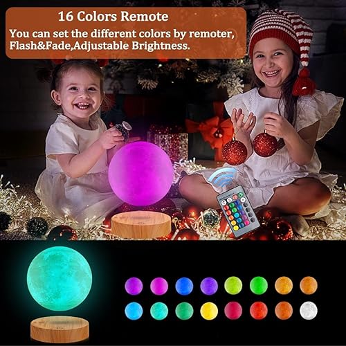 Miniatura 5 de VGAzer Lámpara de luna levitante, 16 colores y 20 modos, lámpara de luna flotante magnética, luz nocturna, regalos únicos de Navidad para padres,
