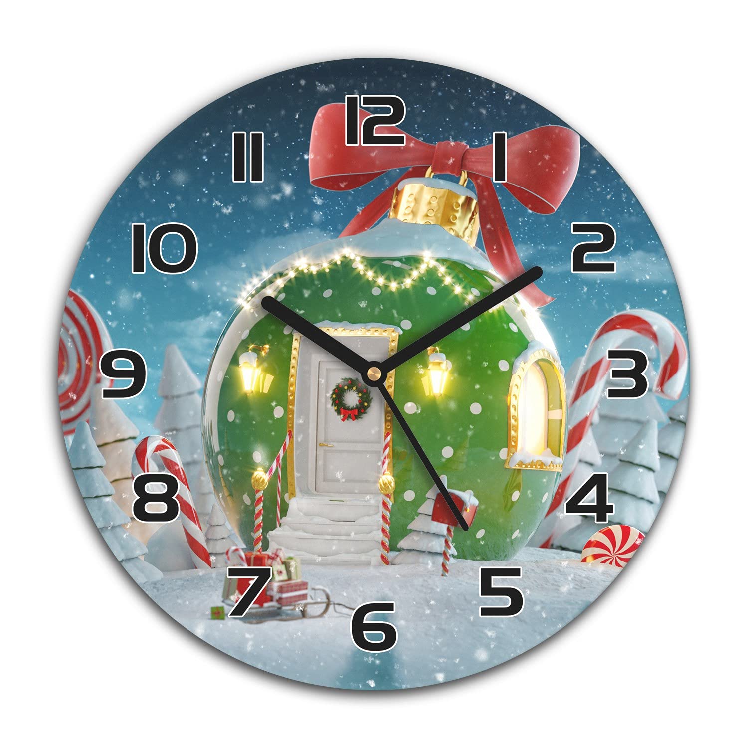 Horloge murale Noël en verre 30 cm Coloray pour salon moderne et cuisine