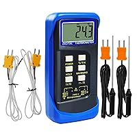 Vista 10 de Termómetro de termopar digital tipo K de doble canal Termómetro HVAC Medidor de temperatura con 4 termopares, medición de temperatura MAX/MIN/PROM