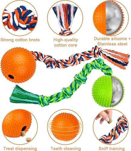 Vista 2 de Juguetes para perros con pelota en cuerda – Juguete interactivo duradero para perros grandes, medianos y pequeños, aburrimiento y estimulante