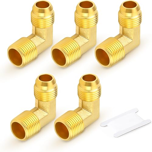 Miniatura 42 de GASHER 10 piezas de latón SAE 45 grados Flare Tube Fitting, 1/2" Flare Nut Aire Acondicionado Tubo de cobre Extensión de tubo de cobre a tope Tuerca