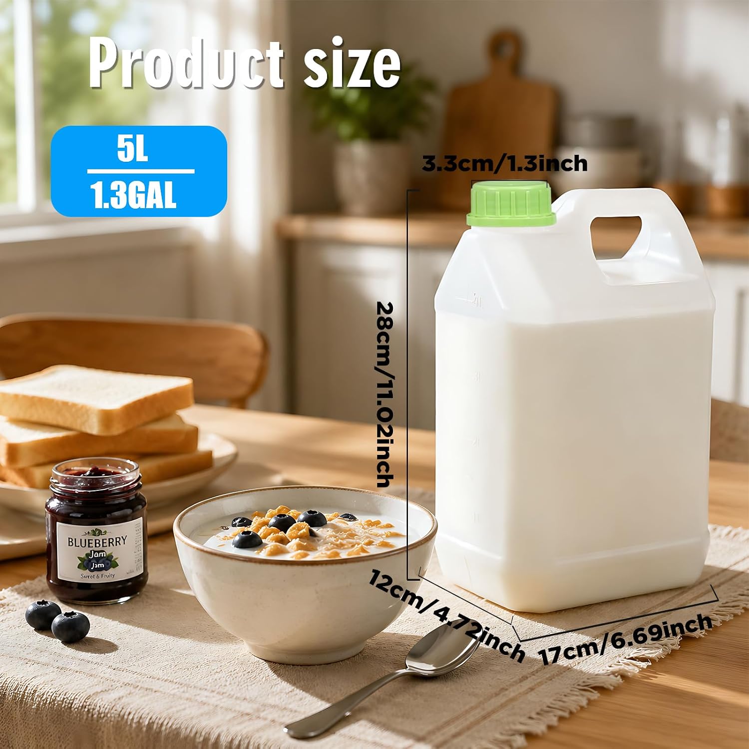 ASEVAT 2 Pack 4L Plastic Jugs with Pump and Measuring Cups, Heavy-Duty Liquid Storage Containers for Cleaning Solutions, Detergent, Home and Commercial Use