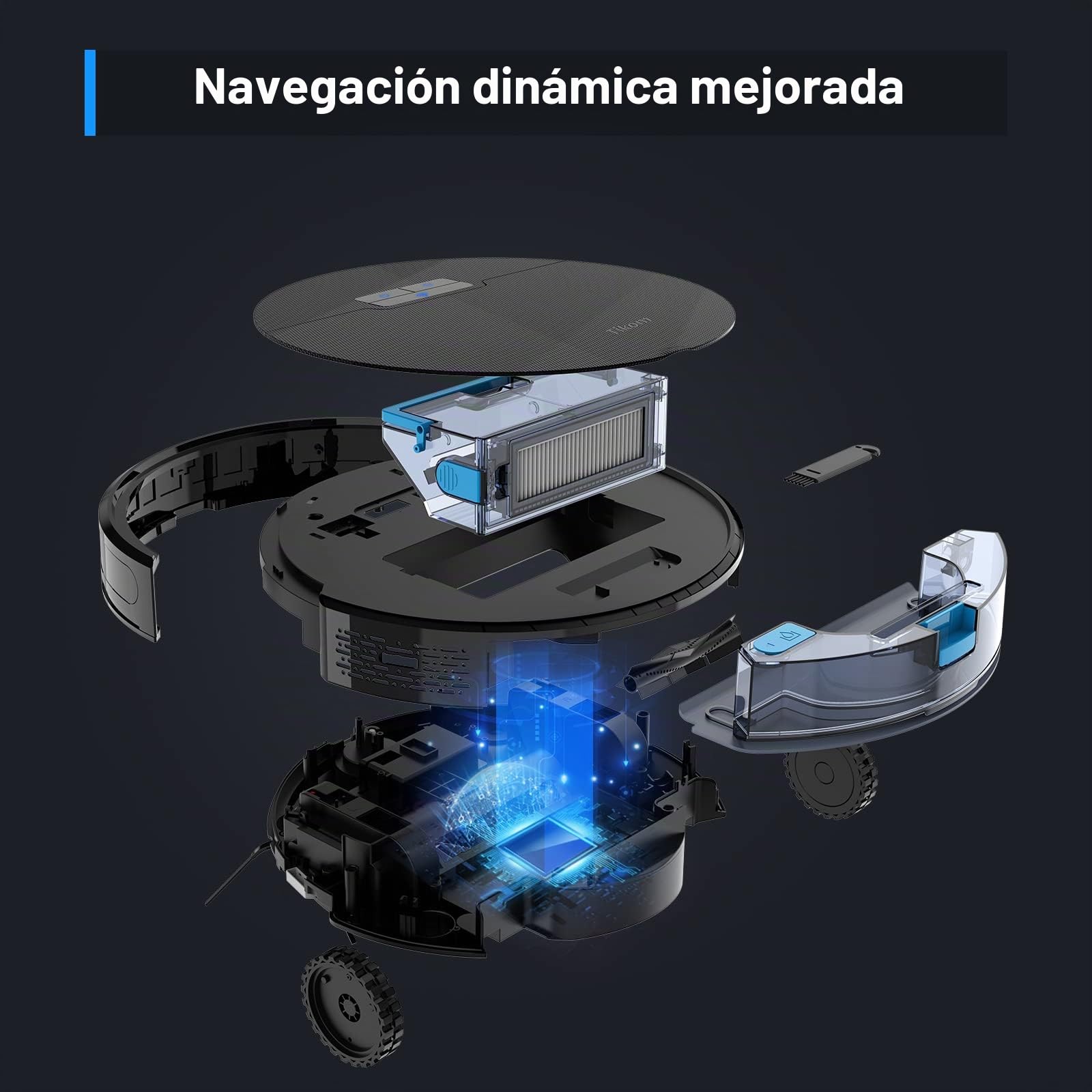 Tikom Robot Aspirador y fregasuelos, G8000 Pro Robot Aspirador, Succión Fuerte de 4500 Pa, Carga Automática, WiFi, 150 Minutos MAX, Ideal para Pelo de Mascota, Alfombras y Suelos Duros, Negro