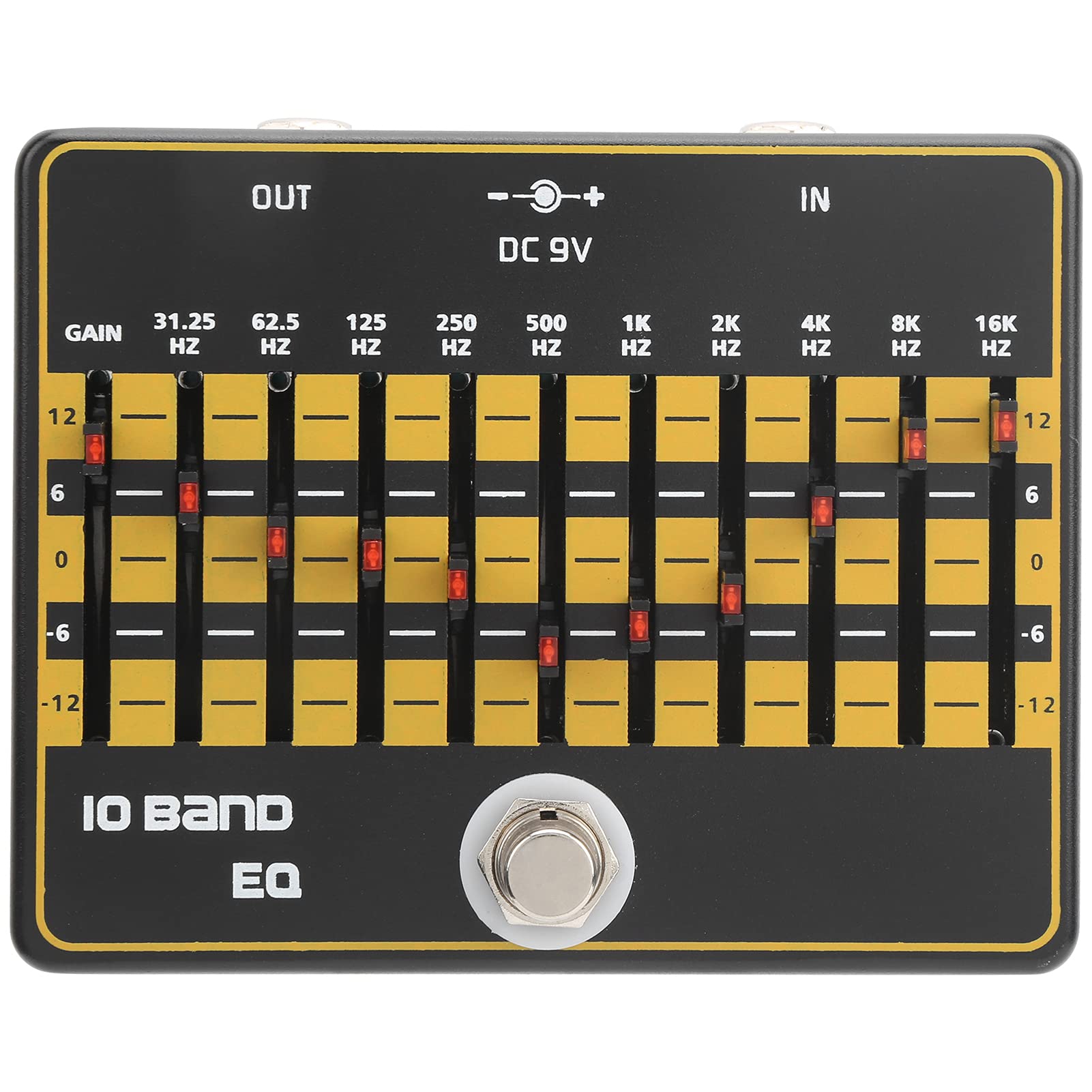 Tbest Pedal EQ de 10 Bandas para Guitarra - Pedal de Efectos de Ecualizador de Metal con True Bypass, de Frecuencia de 31,25 Hz-16 KHz, Controles Deslizantes para Personalización de Sonido de Guitarra
