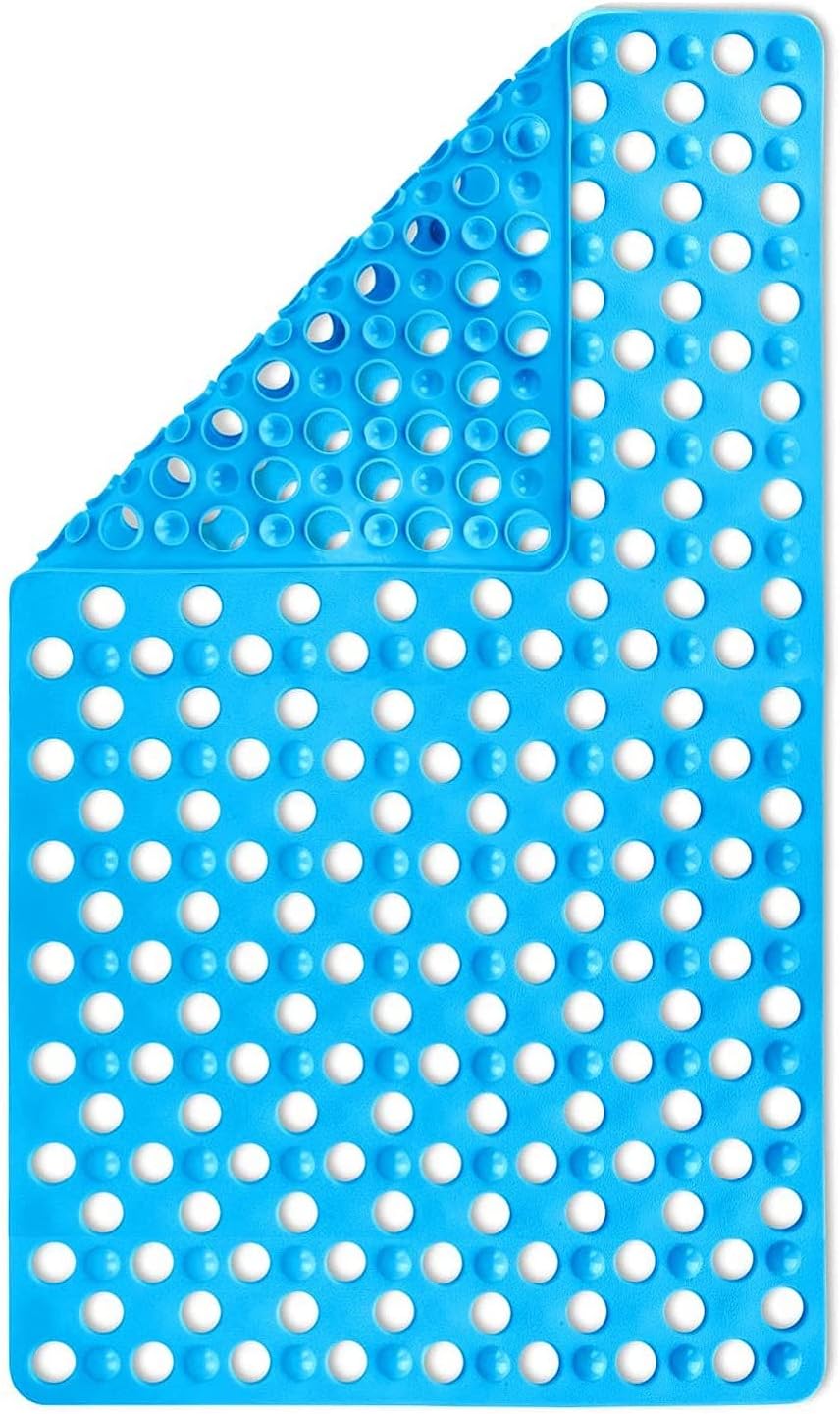 GETKO WITH DEVICE Anti-Slip Non- Slip Vinyl Floor Mat with Suction Cups and Drainage Holes for Kitchen, Toilet and Bathroom (Blue, 40 X 70 cm)