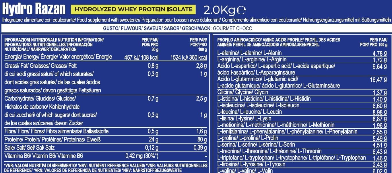 Hydro RAZAN Optipep - 2000 gr - protéines whey lactosérum hydrolysées, certifiées Grass fed (2 kg, chocolat)