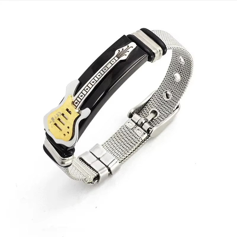 Pulsera malla guitarra acero inoxidable para hombres miniatura 5
