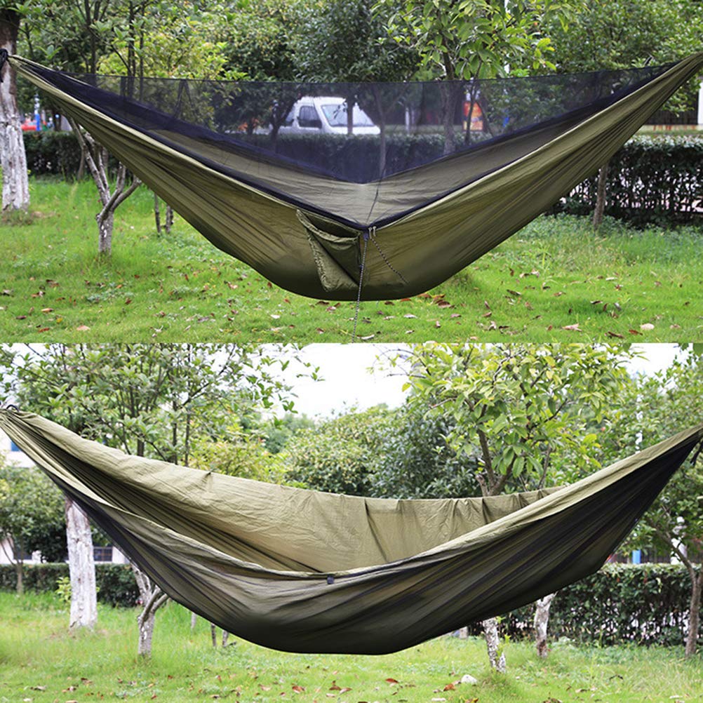 Greensen Moustiquaire Hamac, Hamac de Camping Ultra-Léger avec Grande Capacité de Charge et Moustiquaire Automatique, 2 Personnes (armée Verte)