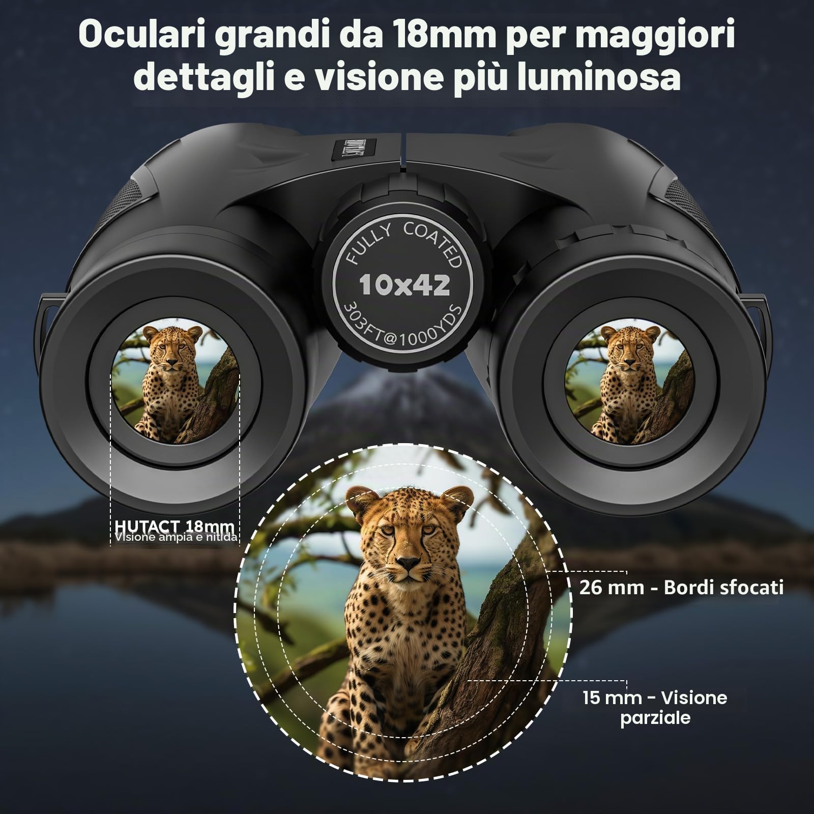 Binocolo Professionale Potente,10x42 Compatto Binocolo per Adulti- Prismi BaK4 e Lente FMC, per Birdwatching, viaggio trekking Teatro e Concerti, Caccia e Giochi Sportivi