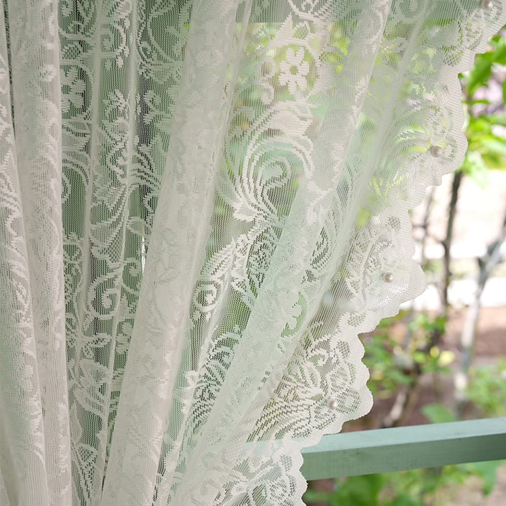 Vintage Curtains Kotile Ivory Lace Curtains 63 Inch Length - Premium  Embroidery Floral Sheer Lace Curtains For Bedroom, Scalloped Trim Country  Sheer Window Curtain Panels, 52 X 63 Inch, 2 Panels, Ivory/Cream Curtains  72 Inches Long, image size:1000x1000