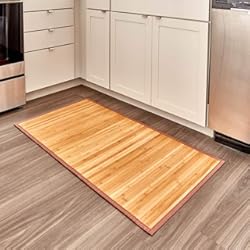 Recubrir Casa De Madera iDesign, Alfombra antideslizante, Madera de bambú repelente al agua, Marrón claro, 122 x 61 cm
