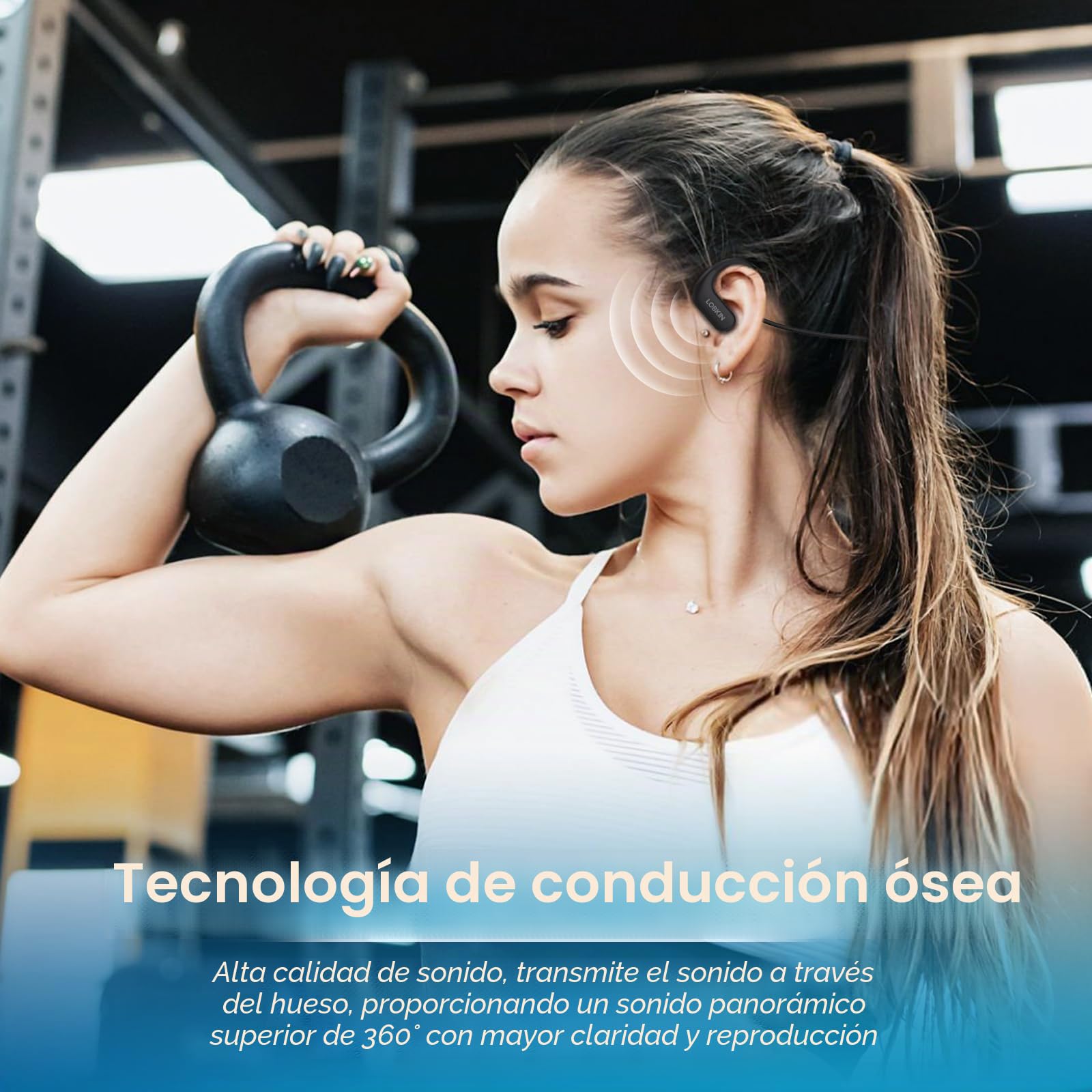 LOBKIN Auriculares Conducción Osea Natacion, IPX8 Resistente al Agua Acuaticos Inalámbricos Bluetooth 5.4, Auriculares Intraurales con 8G Mp3 para Nadar Correr Ciclismo