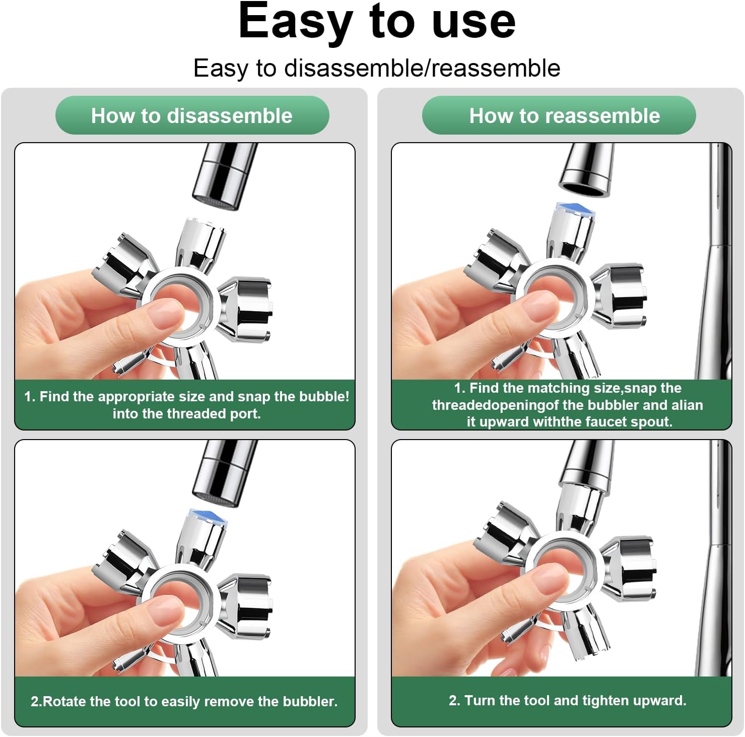 Upgraded Metal 10-in-1 Faucet Aerator Tool - Universal Heavy-Duty Metal Removal Key, Compatible with TT/TF/STD Aerator Types, Covers Full Size Range M16.5 to M28, Must-Have for DIY Plumbing Fixes