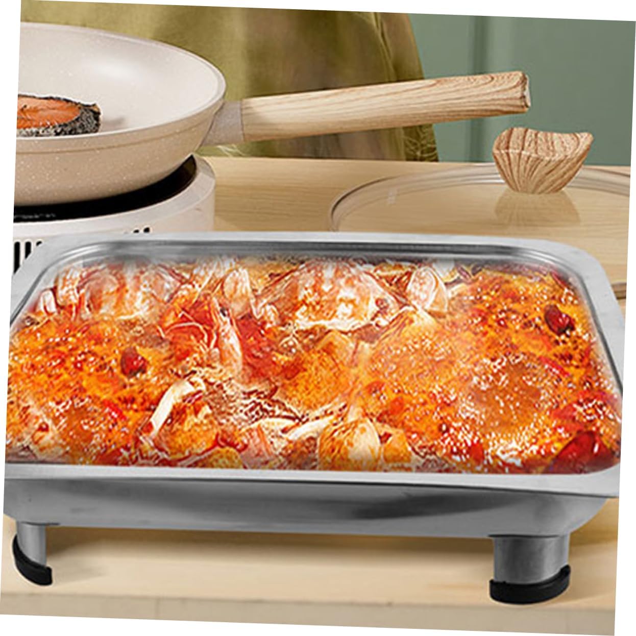ABOOFAN Stainless Steel Chafing Dish Buffet Warmer with Cover Catering Equipment for Hotels Restaurants and Outdoor Events Temperature