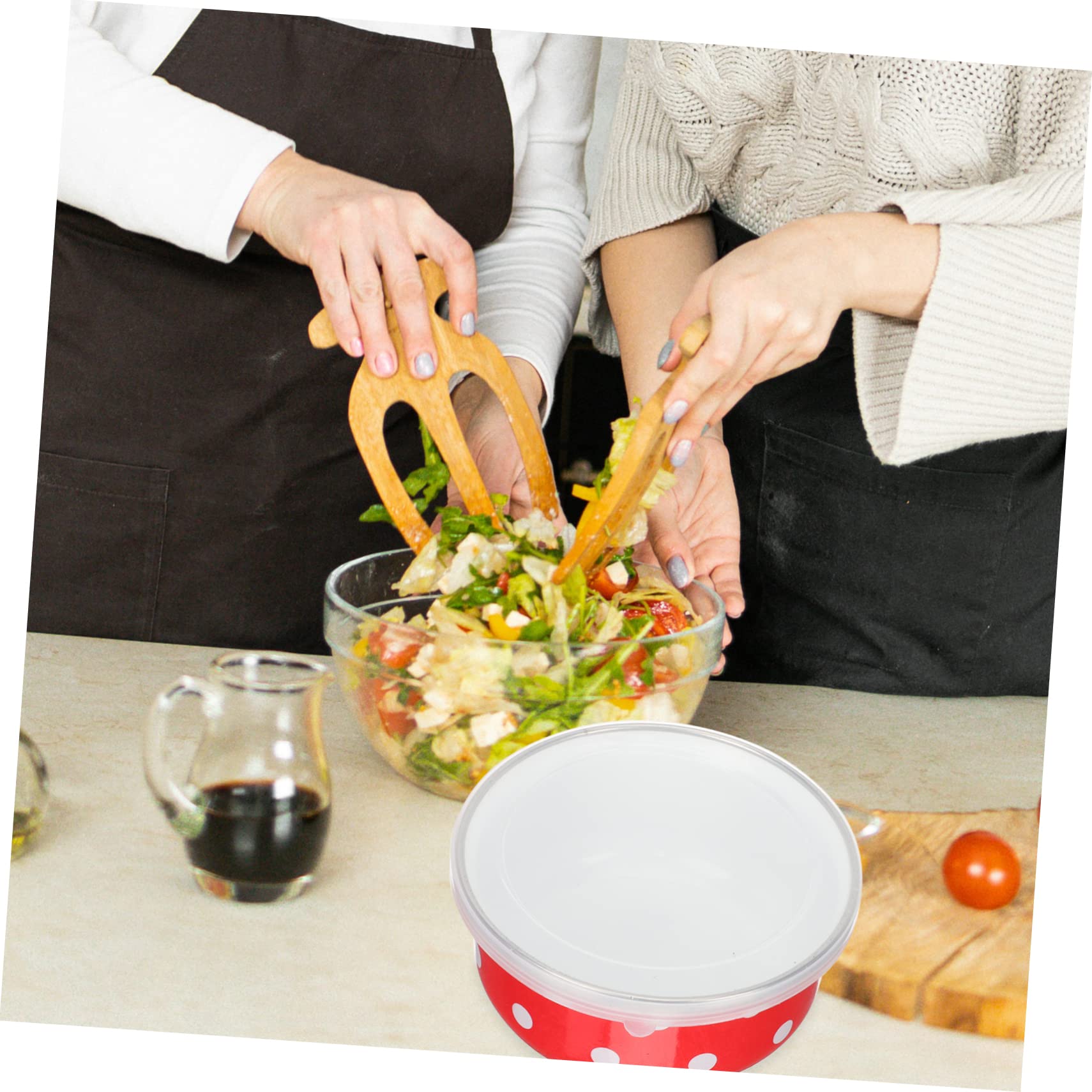 5 Stück Emaillierte Schüssel Keramik-Salatschüssel Salatschüsseln Mit Deckel Bento-Lunchbox Rührschüsseln Outdoor-Camping-Geschirr Nudelschüssel Büro-Bento-Etui Lunchboxen