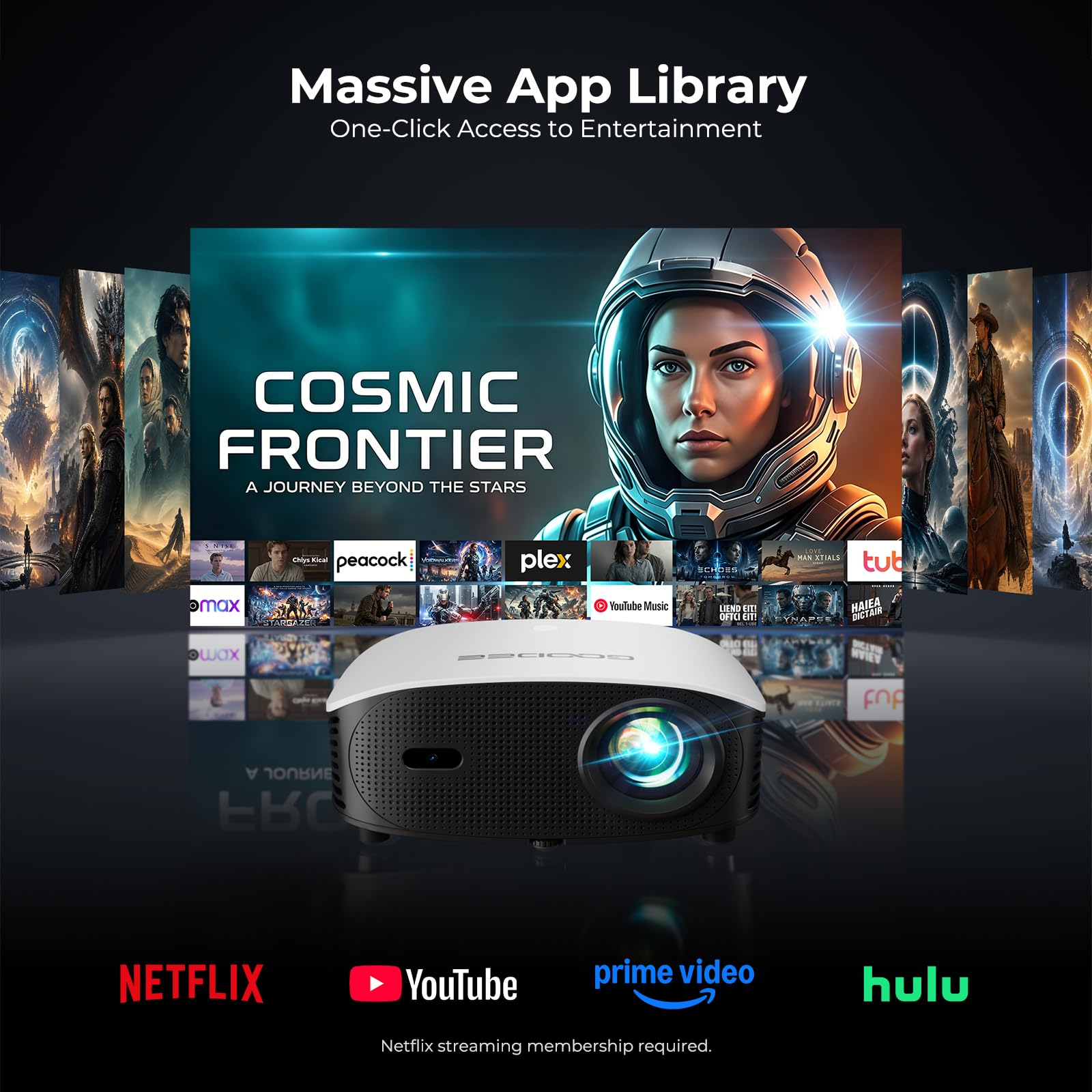 GooDee Mini projecteur Intelligent avec WiFi et Bluetooth – Prise en Charge 1200 ANSI 4K, Compatible avec Netflix/Youtube/Prime Video, Mise au Point Automatique AI et Keystone, projecteur Dolby Audio