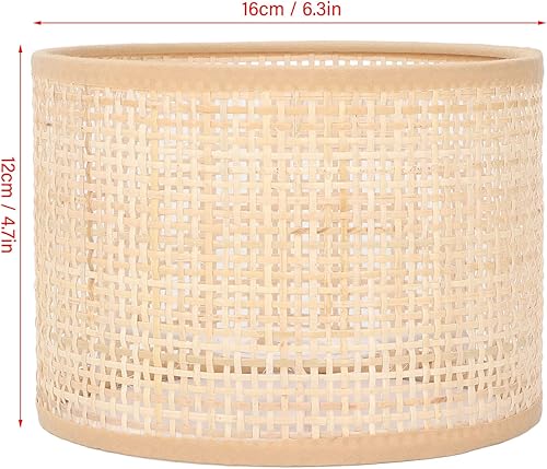 Miniatura 6 de FOTABPYTI Pantalla de ratán, pantalla tejida de repuesto cuadrada de malla para lámpara de mesa E27 E14