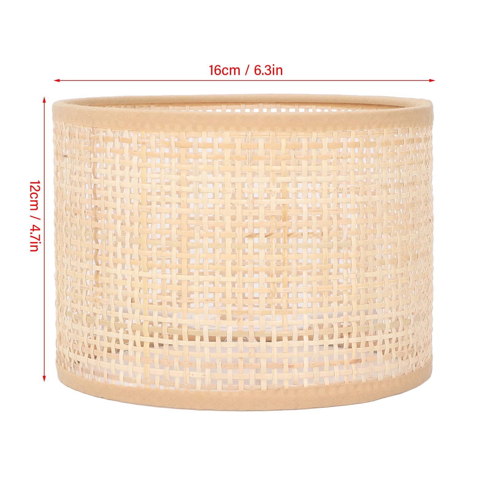 Pantalla de Lámpara Pequeña de Mimbre Tejido a Mano – 16x12x16cm, Compatible con Portalámparas E27/E14, Decoración Rústica para Lámpara de Mesa